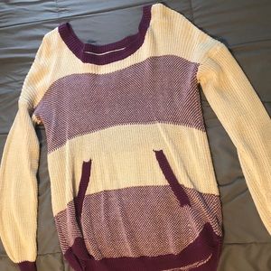 Thin cream and purple colored sweater size Medium